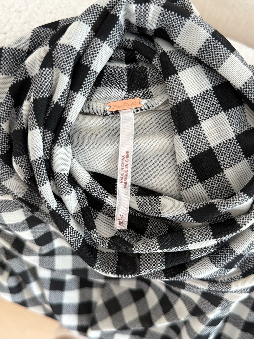 Free People Gather Black & White Gingham Turtleneck - Picture 14 of 17